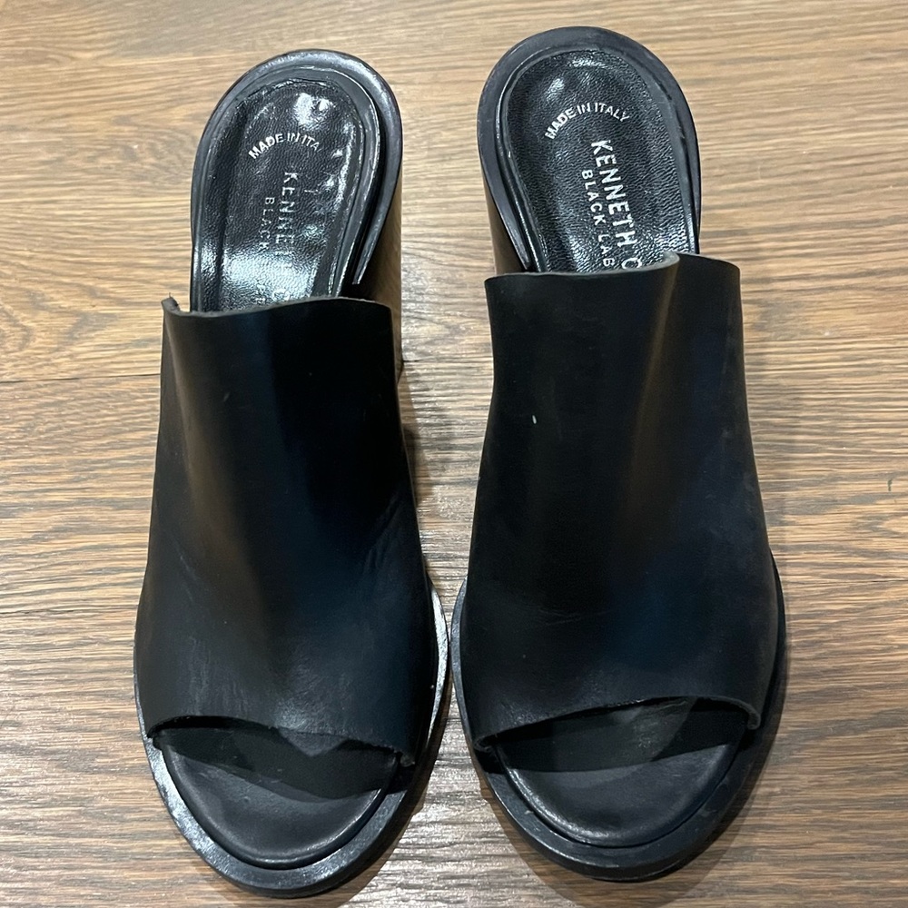 Kenneth Cole Black Label Leather Mule Heels